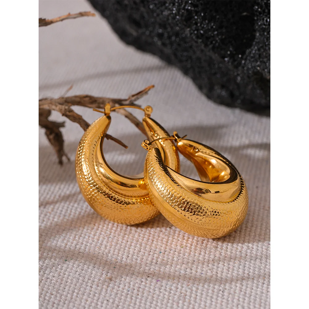 Round Chunky Hoop Earrings