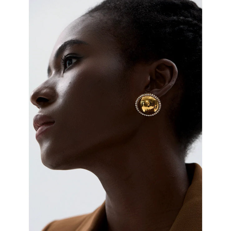 Gold Round Stud Earrings