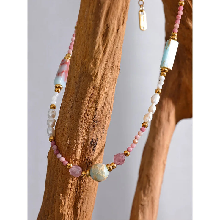 Rhodochrosite & Pearl Necklace