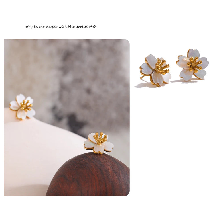 Shell Flower Stud Earrings