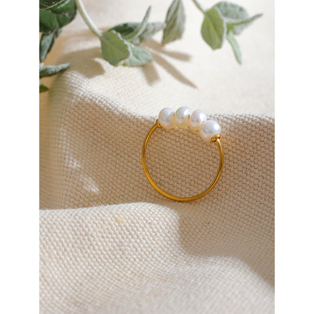 Natural Freshwater Pearls Gold Color Stainless Steel