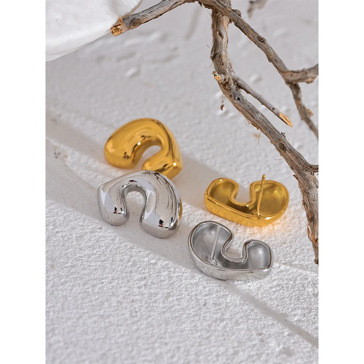 Metal Geometric Chunky Stud Earrings