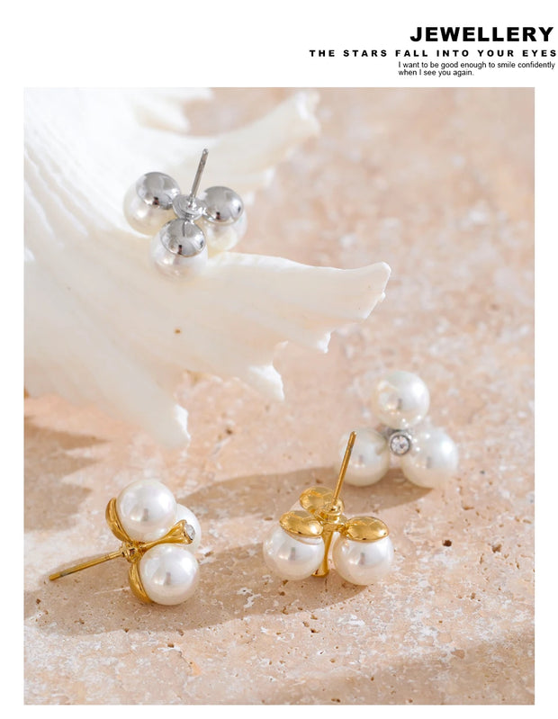 Pearl Flower Stud Earrings