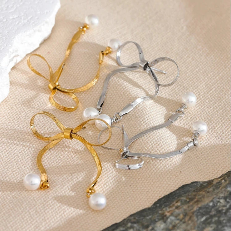 Bow Knot Snake Chain Earrings