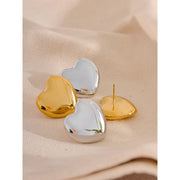 25mm Big Heart Stud Earrings Stainless Steel Bright Smooth Metal Waterproof Fashion Gold Color Charm Lovely Jewelry Gift Evry Jewelry