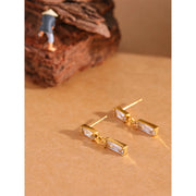 Cubic Zircon Square Drop Earrings