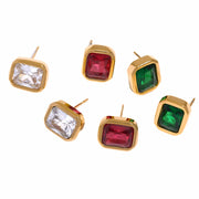 Colorful Zircon Square Studs