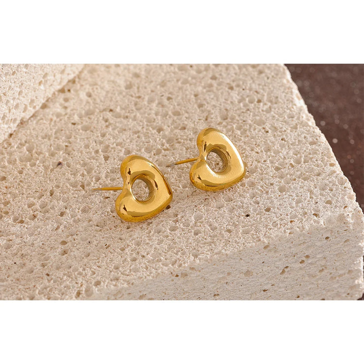 Heart Hollow Stud Earrings