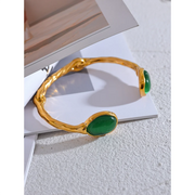 Green Stone Cuff Bracelet