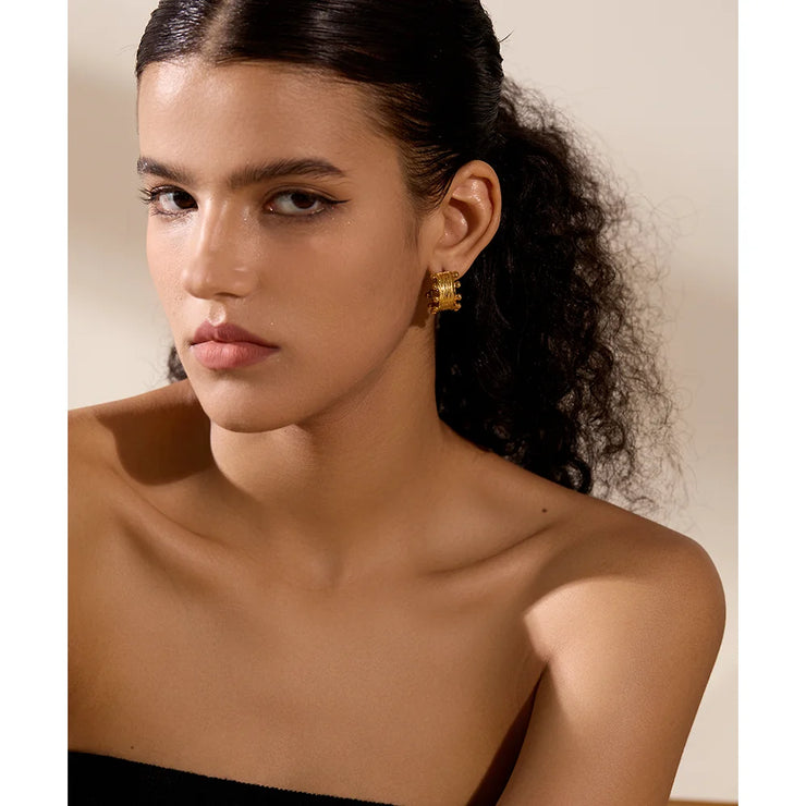 18K Gold Plated C Shape Hoop Earrings