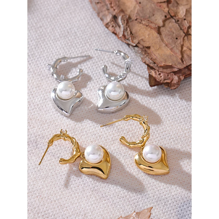 Heart CZ Drop Earrings