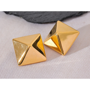 Stainless Steel Glossy Smooth Square Geometric Metal Big Stud Earrings Women Gold Color Fashion Statement Daily Jewelry Evry Jewelry