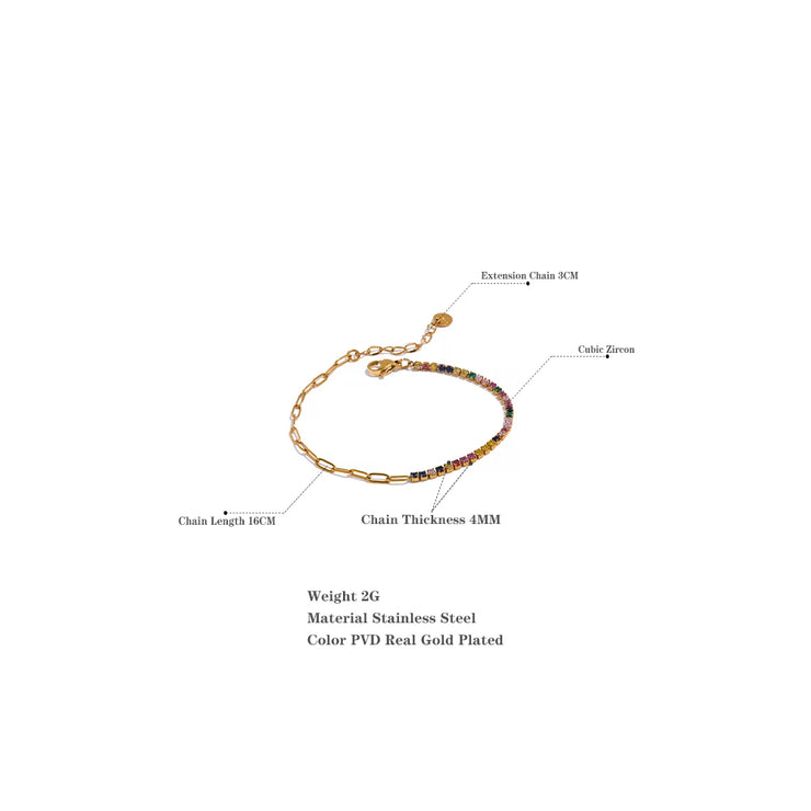 Thin Cubic Zirconia Chain Bracelet