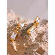 Cubic Zircon Square Drop Earrings