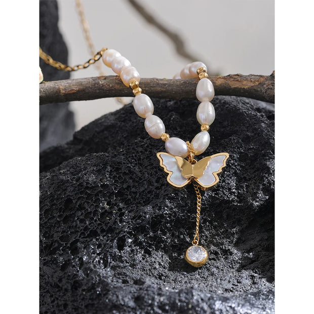 Butterfly Pearl Necklace