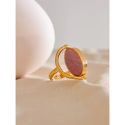 Natural Stone Shell Rotatable Open Ring