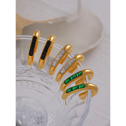 Gold Zirconia Hoop Earrings