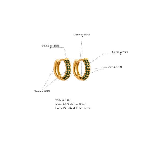 White & Green Zirconia Hoop Earrings