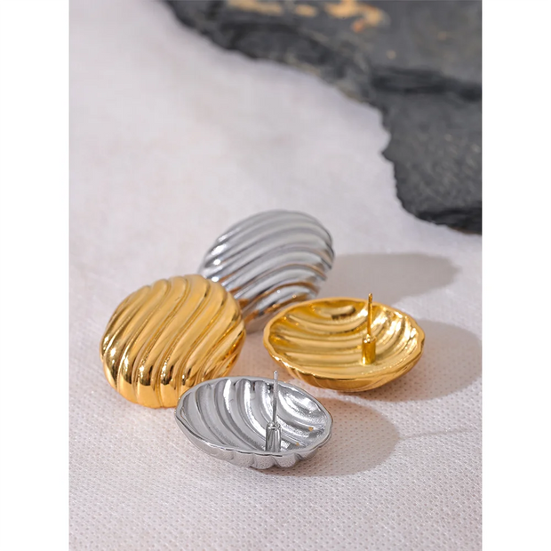 Oval Stripe Stud Earrings