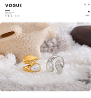 Imitation Pearl Water Drop Adjustable Ring