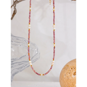 Pink Stone & Pearl Necklace