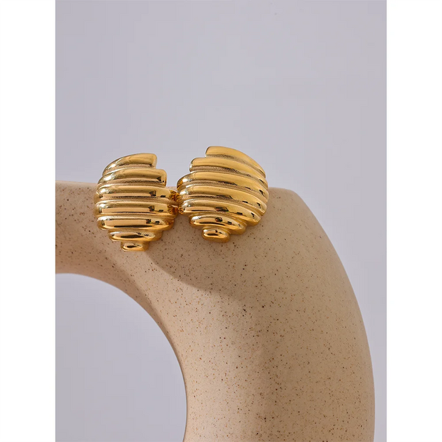 Geometric Stripe Metal Stud Earrings