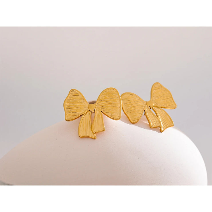 Gold Bow Knot Stud Earrings