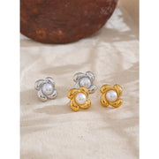 Pearl Flower Stud Earrings