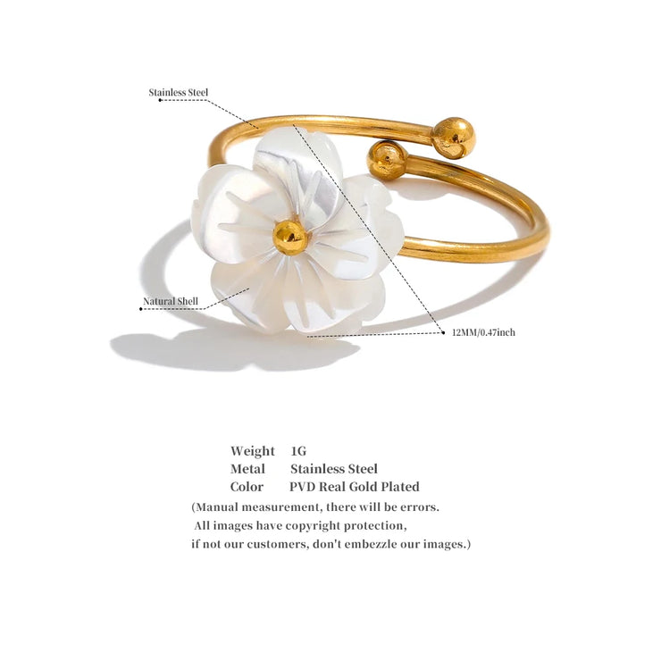 Shell Flower Adjustable Ring