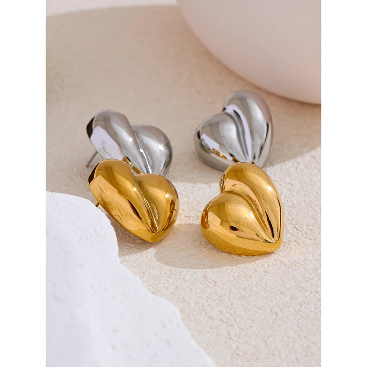 Stainless Steel Heart Stud Earrings