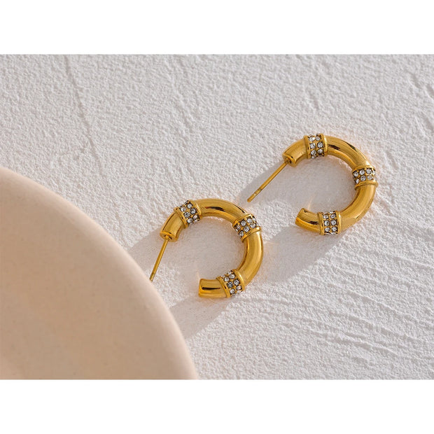 Gold Zirconia Hoop Earrings