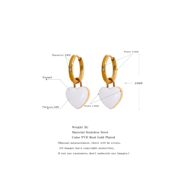 Heart Enamel Drop Earrings