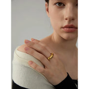 Geometric Gold Color Cast Ring