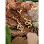 Golden Snake Pendant Drop Earrings