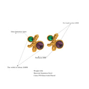 Colorful Glass Agate Stud Earrings