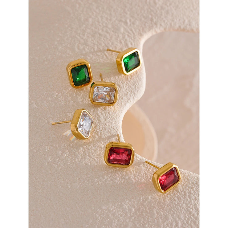 Colorful Zircon Square Studs