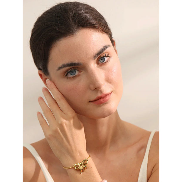 Golden Bow Knot Cuff Bracelet