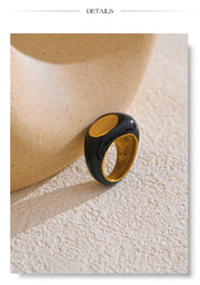 Black Enamel Geometric Ring