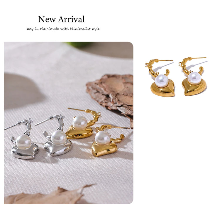 Heart CZ Drop Earrings