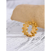 Women Statement Texture Gold Color Wide Ring