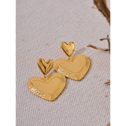 Gold & Silver Heart Dangle Earrings