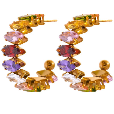 Colorful Zirconia Hoop Earrings