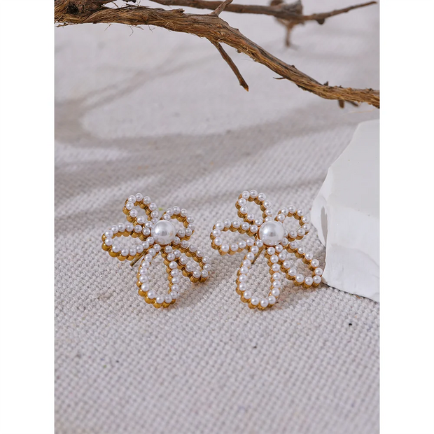 Elegant Pearl Flower Studs