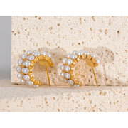 Pearl & Zirconia Hoop Earrings