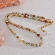 Freshwater Pearl & Stone Chain Necklace