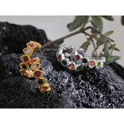 Colorful Zirconia C-Shaped Earrings