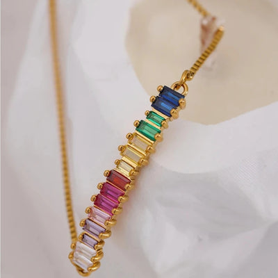 Rainbow CZ Adjustable Bracelet