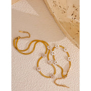 Imitation Shell Flower Necklace & Bracelet Set