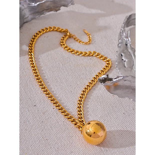 Polished Round Bead Pendant Necklace