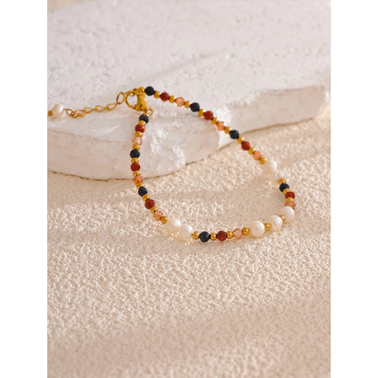 Freshwater Pearl & Stone Bead Bracelet